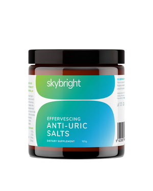 A supplement container of Anti-Uric Salts by Skybright
