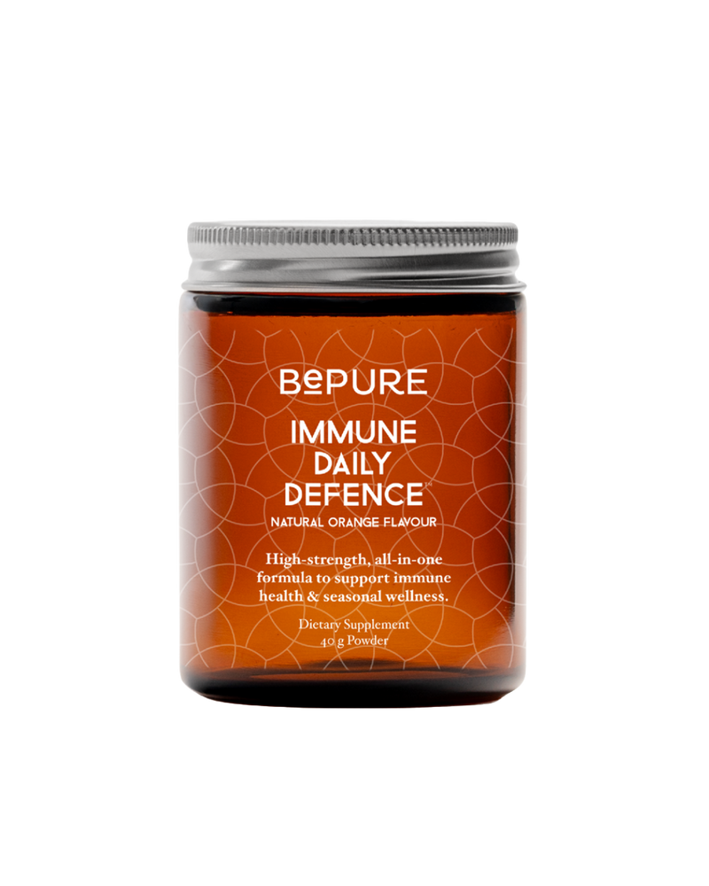 A supplement container of Immune Daily Defence by Be Pure