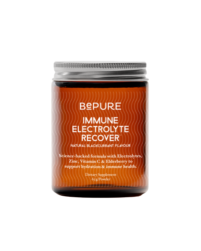 A supplement container of Immune Electrolyte Recover by Be Pure
