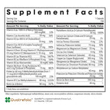 Text Describing the ingredients: Vitamin A, C, D3, E, K, K2, B1, B2, B3, B6, Folate, Vitamin B12, Biotin, Pantothenic Acid, Calcium, Iron, Iodine, Magnesium, Zinc, Selenium, Copper, Manganese, Chromium, Molybdenum. Potassium. Boron, Glutamic.