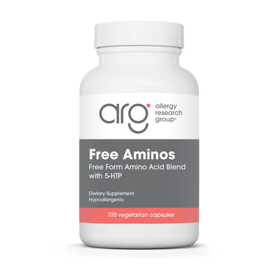 A Supplement container with the name Free Aminos by Allergy Research Group.
