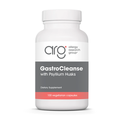 A Supplement container with the name GastroCleanse with Psyllium Husks by Allergy Research Group.