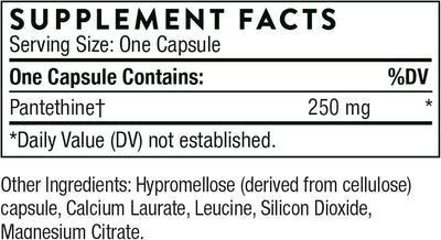 Ingredients including Pantethine.