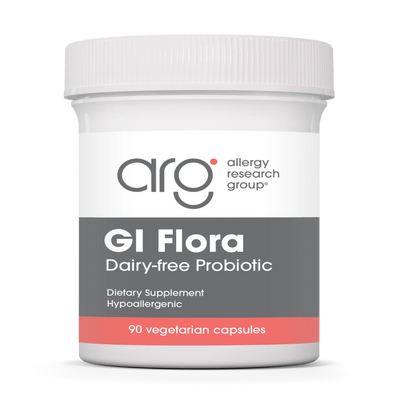 A Supplement container with the name GI Flora by Allergy Research Group.