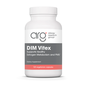 A Supplement container with the name DIM Vitex by Allergy Research Group.