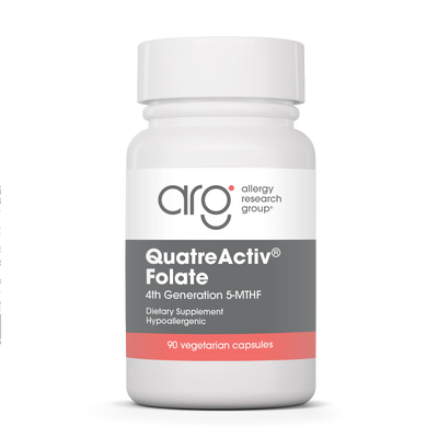 A Supplement container with the Name QuatveActive Folate by Allergy Research Group.