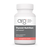 A Supplement container with the name Thyroid Nutrition with lodoral by Allergy Research Group.