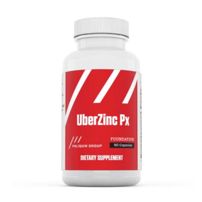 A Supplement container with the name UberZinc Px by Poliquin.