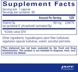 Text describing the ingredients: Vitamin B6 )as pyridoxal 5' phosphate) (activated B6)