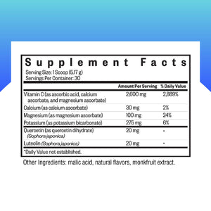 Ingredients: Vitamin C, Calcium, Magnesium, Potassium, Quercetin, Luteolin.