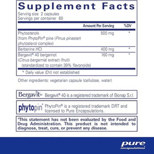  Ingredients: Phytosterols, Berberine HCI, Bergavit 40 Bergamot, 