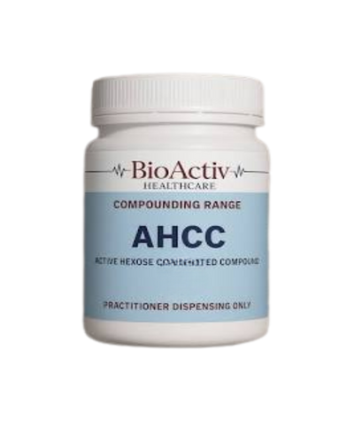 A Supplement container with the name AHCC by Bio-Activ