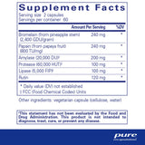 Text describing the ingredients: Bromelain, Papain, Amylase, Protease, Lipase, Rutin.