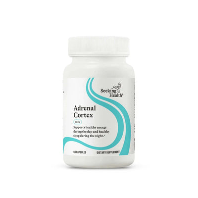 A Supplement container with the name Adrenal Cortex by Seeking Health.