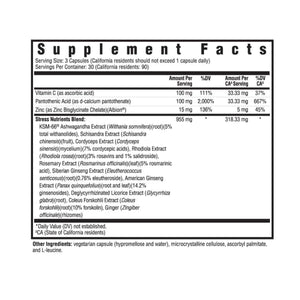 Ingredients: Vitamin C, Pantothenic Acid, Zinc, Stress Nutrients Blend.