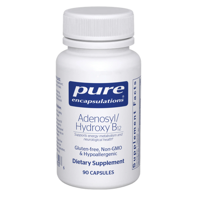 A Supplement container with the name Adenosyl/Hydroxy B12 by Pure Encapsulations.
