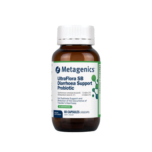 A Supplement container with the name Ultra SB Diarrhoea Support Probiotic by Metagenics
