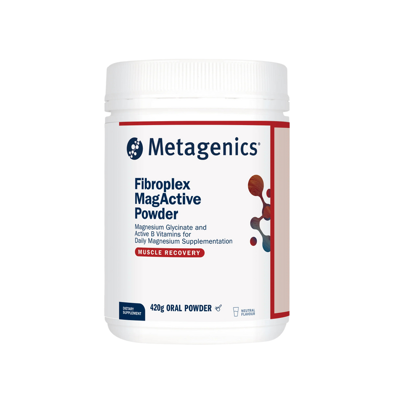 A supplement called Fibroplex MagActive Powder by Metagenics.
