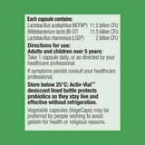 Ingredients including Lactobacillus acidophilus, Bifidobacterium lactis, Bi-07, Lactobacillus rhamnosus, LGG.