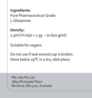 Supplement facts for Glutamine powder by RN Labs