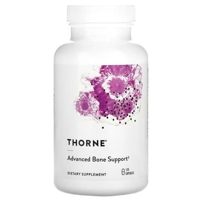 A Supplement container with the name Advance Bone Support by Thorne.