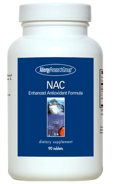 A picture of a supplement bottle with the label NAC Enhanced Antioxident Formula