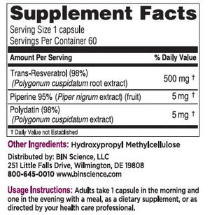 Supplement facts for TransMax by Biotivia