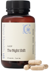 A Supplement container with the name The Day Shift (60 aps) by Bare Health.