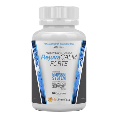 A Supplement container with the name RejuvaCalm Forte by Bio-Practica