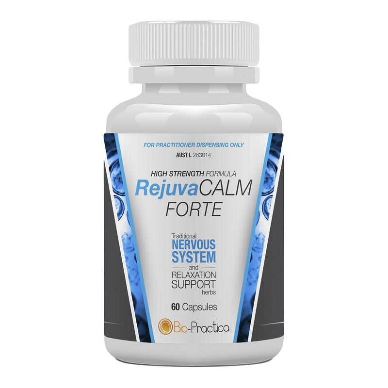 A Supplement container with the name RejuvaCalm Forte by Bio-Practica