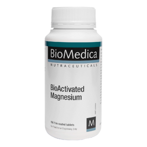 A Supplement container with the name BioActivated Magnesium (150 Tabs) by BioMedica.