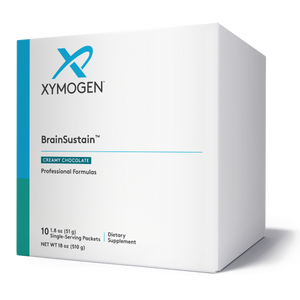 A Supplement box with the name BrainSustain (Creamy Chocolate) by Xymogen.
