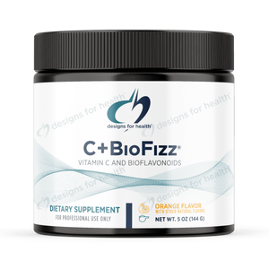 A Supplement container with the name C+BioFuzz by Designs for Health.