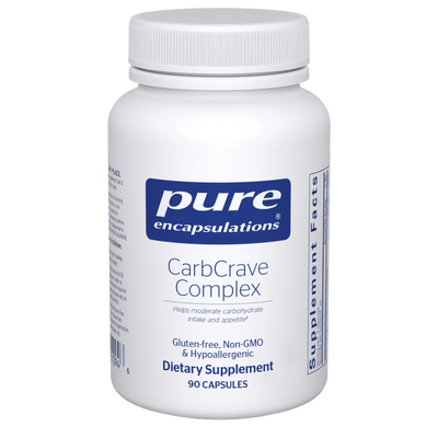 A Supplement container with the name CarbCrave Complex by Pure Encapsulations.
