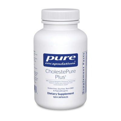 A Supplement container with the name CholestePure Plus (120 Caps) by Pure Encapsulations.