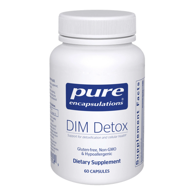 A Supplement container with the name Dim Detox by Pure Encapsulations.