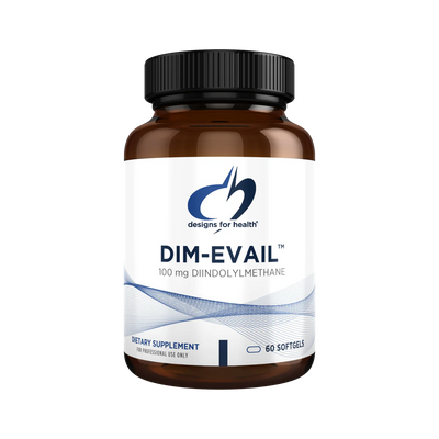 A Supplement container with the name Dim-Evail by Designs for Health.