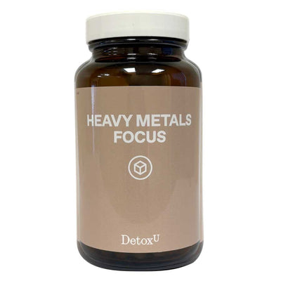 A Supplement container with the name Heavy Metals Focus by Detox 