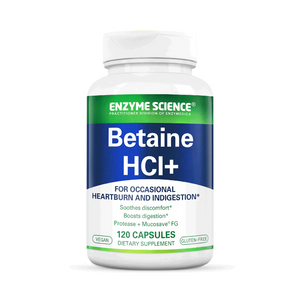 Image of Betaine HCL+ supplement by Enzyme Science, 120 capsule, soothes discomfort, boosts digestion, Protease, Mucosave 