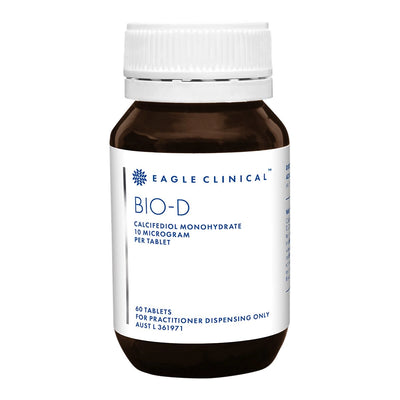 A Supplement container with the name Bio-D (Calcifediol) by Eagle Clinical.