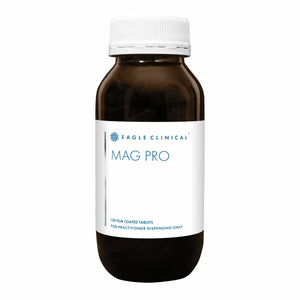 A Supplement container with the name Mag Pro by Eagle Clinical.