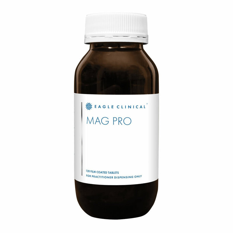 A Supplement container with the name Mag Pro by Eagle Clinical.
