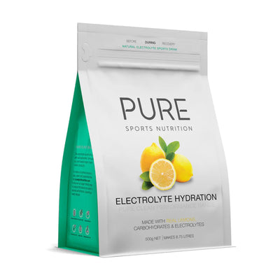 A Supplement container with the name Electrolyte Hydration (Lemon) by Pure Sports Nutrition.