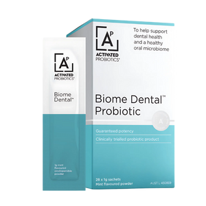 A box with the name Biome Dental by Activated Probiotics.