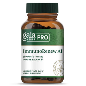 A Supplement container with the name mmunoRenew AI by Gaia Herbs Pro.