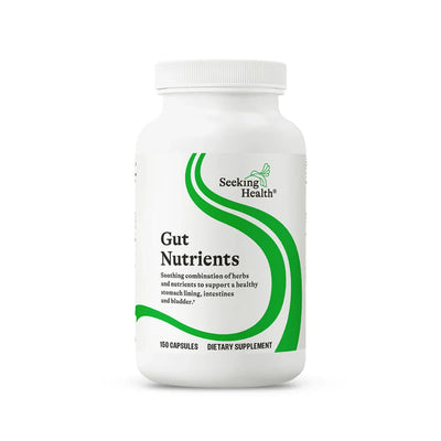 A Supplement container with the name Gut Nutrient (formerly Optimal GI) by Seeking Health.