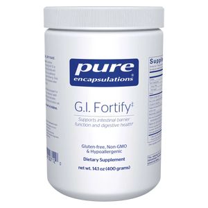 A Supplement container with the name G.I. Fortify by Pure Encapsulation.