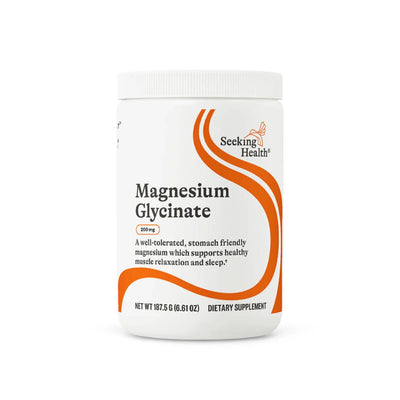 A Supplement container with the name Magnesium Glycinate by Seeking Health.