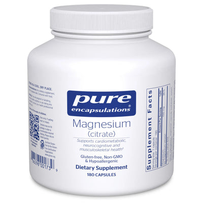 A Supplement container with the name Magnesium (citrate) (180 Caps) by Pure Encapsulations