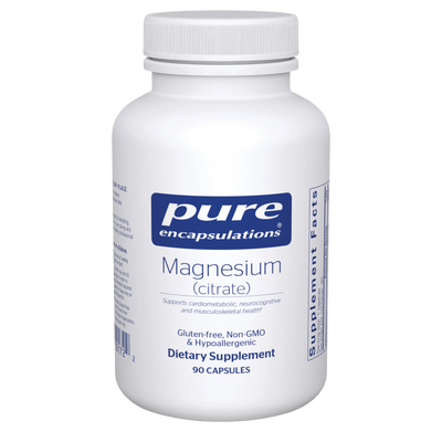 A Supplement container with the name Magnesium (citrate) (90 Caps) by Pure Encapsulations